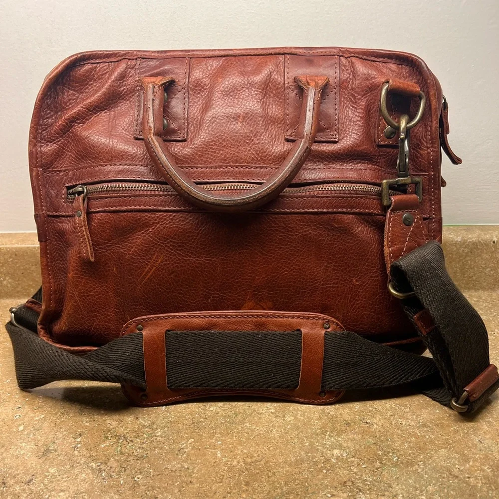 HANK LEATHER SATCHEL-COGNAC-EXCELLENT CONDITION - Picture 5 of 15